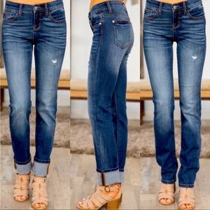 Judy Blue JB8277DK Straight Leg Distressed Dark Wash Jeans Size 5/27